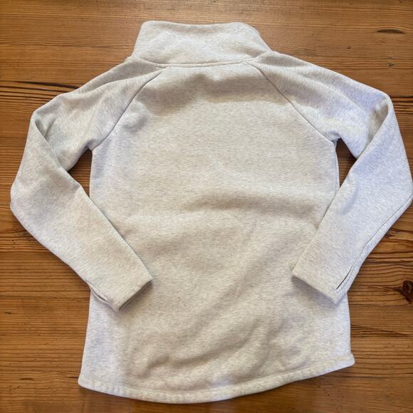 Athleta light gray asymmetrical zipper mock neck crisscross sweater SIZE S - Picture 6 of 6